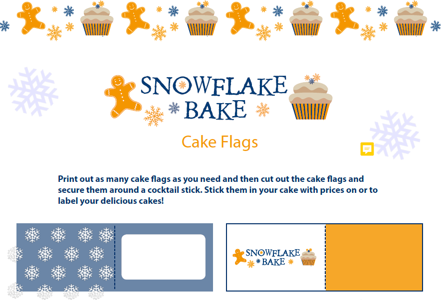 Snowflake Bake Cake Flags | Sands - Saving babies' lives. Supporting ...